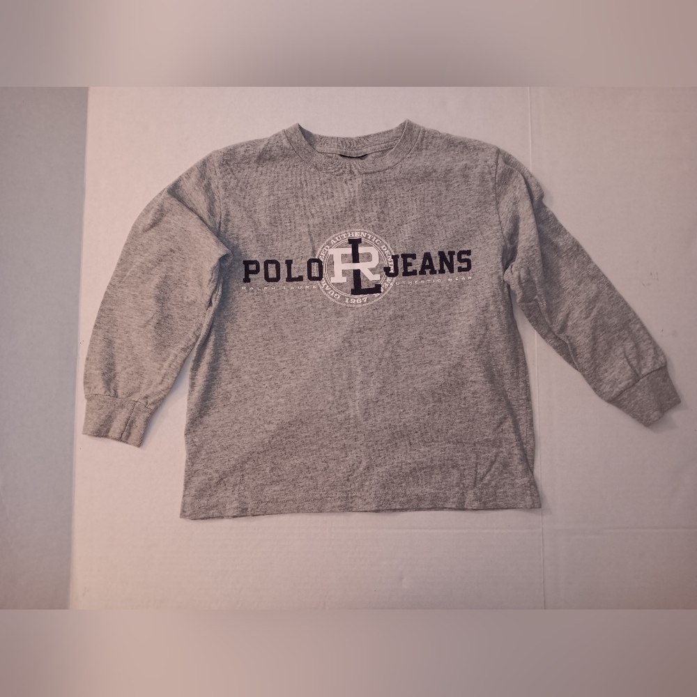 Vintage Polo Ralph Lauren Jeans Gray Long Sleeve Tee Shirt RL Logo